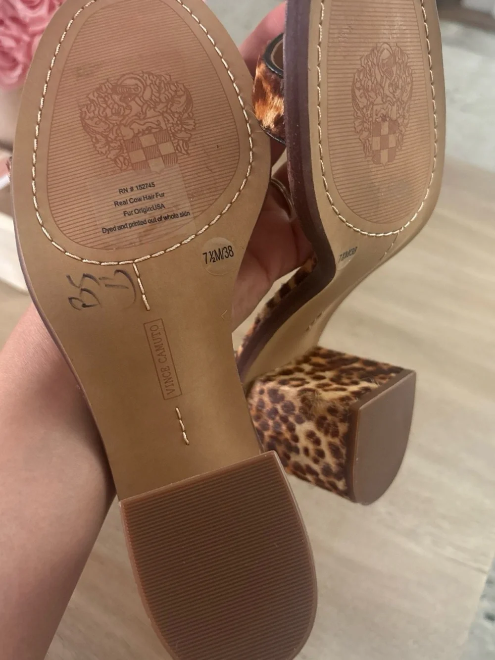 Vince Camuto Leopard Print Ankle Strap Heels - Brown/Tan - Picture 3 of 4